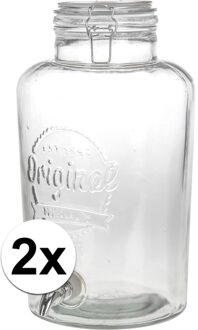 Twee stuks glazen drank dispensers 8 liter - Glazen limonade dispenser 8 liter 2x