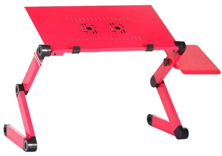 Twee Ventilator Laptop Bureaus Draagbare Verstelbare Opvouwbare Laptop Notebook Lap Pc Vouwen Bureau Tafel Vented Stand Bed Tray roze