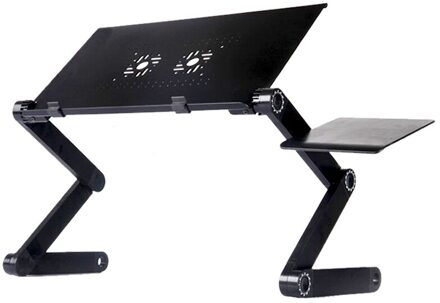 Twee Ventilator Laptop Bureaus Draagbare Verstelbare Opvouwbare Laptop Notebook Lap Pc Vouwen Bureau Tafel Vented Stand Bed Tray zwart