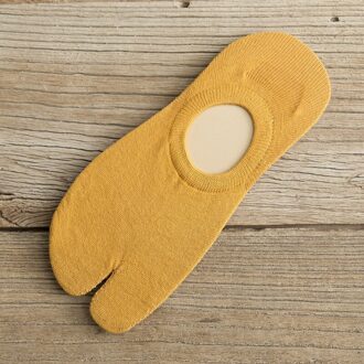Twee Vinger Sokken Vrouwen Non-Slip Siliconen Sokken Enkel Low Cut Effen Kleur Sok Zomer Korte Sokken Voor Meisjes 1 Pairs geel