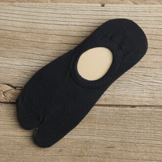 Twee Vinger Sokken Vrouwen Non-Slip Siliconen Sokken Enkel Low Cut Effen Kleur Sok Zomer Korte Sokken Voor Meisjes 1 Pairs zwart