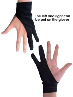 Twee Vingers Zwarte Handschoen Voor Elke Grafische Tekening Rechts En Links Hand Handschoen Anti-Fouling Voor Screen Board S/M/L