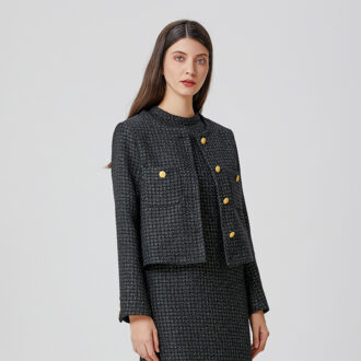 Tweed blazerpatch met zakken - maat Zwart