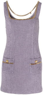Tweed Candy Paars Mini Jurk Elisabetta Franchi , Purple , Dames - S