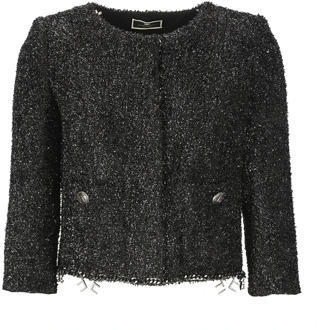 Tweed Jackets Elisabetta Franchi , Black , Dames - L,S,Xs