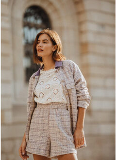 Tweed short ivan - maat L Paars