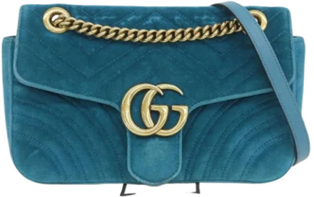 Tweedehands Blauwe Suède Gucci Schoudertas Gucci Vintage , Blue , Dames - ONE Size