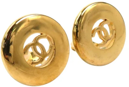Tweedehands Gouden Metalen Oorbellen Chanel Vintage , Yellow , Dames - ONE Size