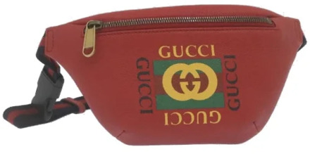 Tweedehands Rode Leren Gucci Schoudertas Gucci Vintage , Red , Dames - ONE Size