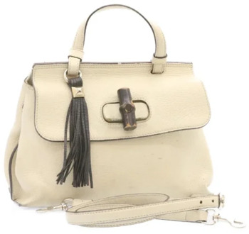 Tweedehands Wit Leren Gucci Bamboe Gucci Vintage , White , Dames - ONE Size