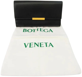 Tweedehands Zwarte Leren Bottega Veneta Portemonnee Bottega Veneta Vintage , Black , Dames - ONE Size