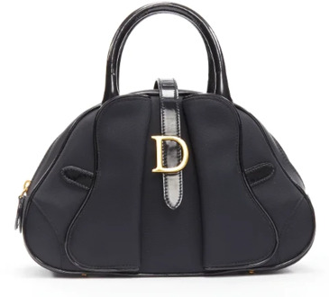Tweedehands Zwarte Leren Dior Zadeltas Dior Vintage , Black , Dames - ONE Size