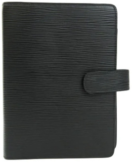 Tweedehands Zwarte Leren Louis Vuitton Agenda MM Louis Vuitton Vintage , Black , Dames - ONE Size