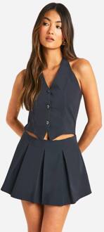 Tweedelig Effect Halternek Tennis Skort Romper, Grey - 42