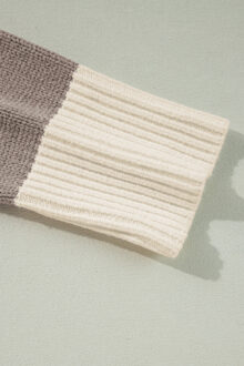 Tweedelige Gebreide Kleurblok Trui - maat XL Lichtgrijs