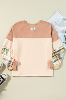 Tweedelige Wafelgebreide Pullover Huidkleurig