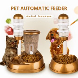 Tweeërlei Gebruik Huisdier Kat Hond Automatische Feeder Met Fontein Grote Capaciteit Voedsel Emmer En Water Fles Dispenser Voor hond Kat roze B