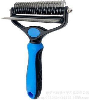 Tweeërlei Gebruik Kam Ontharing Kam Dierbenodigdheden Producten Grooming Huisdier Voor Hond Haar Reinigingsborstel Grooming Voor Hond lang Haar blauw