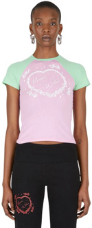 Tweekleurig T-shirt met logo print Maisie Wilen , Pink , Dames - XS