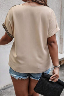 Tweekleurige Geometrische Overhemdtop Beige