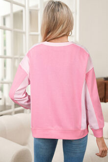 Tweekleurige Langere Mouwen Sweatshirt - maat XL Roze