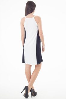 Tweekleurige Mullet Cut Dress Zwart - S