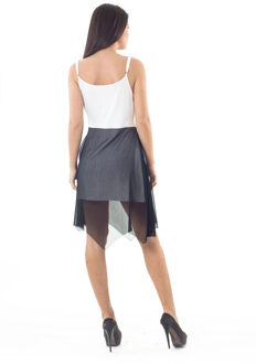 Tweekleurige Sheer Layer Dress Zwart - XL