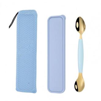 Tweekoppige Multifunctionele Rvs Kinderen Modder Schrapen Lepel Voor Keuken Thuis blauw goud