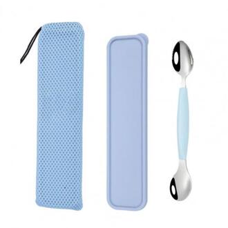 Tweekoppige Multifunctionele Rvs Kinderen Modder Schrapen Lepel Voor Keuken Thuis blauw zilver