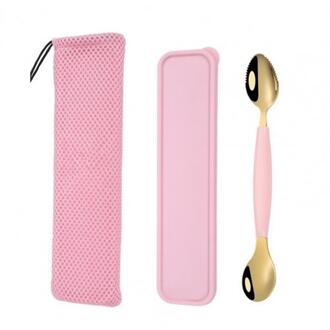 Tweekoppige Multifunctionele Rvs Kinderen Modder Schrapen Lepel Voor Keuken Thuis roze gouden