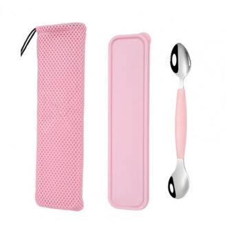 Tweekoppige Multifunctionele Rvs Kinderen Modder Schrapen Lepel Voor Keuken Thuis roze zilver