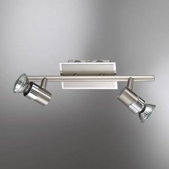 Tweelichts plafondlamp ALICE gesatineerd nikkel