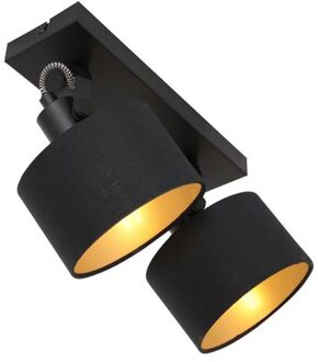 Tweelichts Plafondlamp Met Stoffen Kappen Mexlite Ornoir Wit