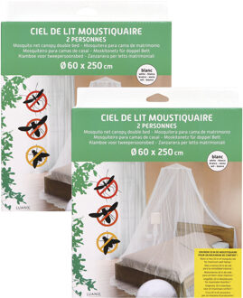 tweepersoons hemelbed klamboe - 2x - wit - 60 x 250 cm - mesh