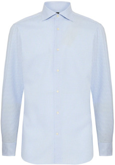Twill Geruite Katoenen Overhemd Regular Fit Boggi Milano , Blue , Heren - L