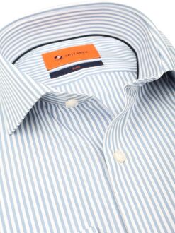 Twill Overhemd Streep Blauw Lichtblauw - 38,39,40,41,42,43