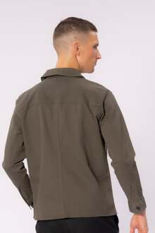 Twill overhemdjack - Donker olijfgroen - XL