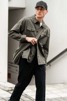 Twill overshirt - Donker olijfgroen