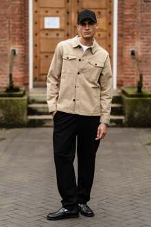 Twill overshirt - Donker zand Beige