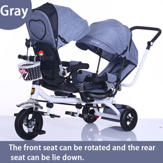 Twin Baby Stroller Double Seat Child Tricycle Kids Bike Rotatable Seat Three Wheel Light Stroller Protable Pushchair