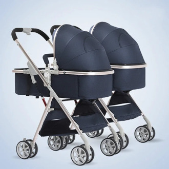 Twin baby strollers 3 in 1 detachable high landscape lightweight folding shock absorber double two baby sleeping basket carriage
