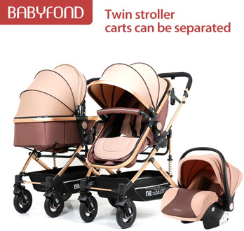 Twin baby strollers can sit lie detachable lightweight folding second child double size treasure trolley with car seat