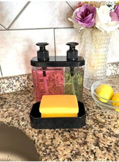 Twin Dual Zeepdispenser En Spons Zwart