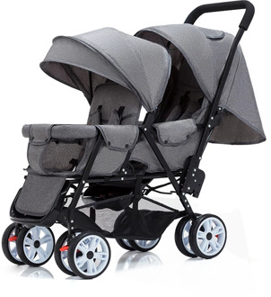 Twin Stroller Double Stroller Lightweight Folding Front and Rear Seats Can Sit and Lie Baby Stroller Double Twin Stroller