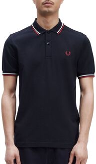 Twin Tipped Polo Heren navy - wit - rood - L