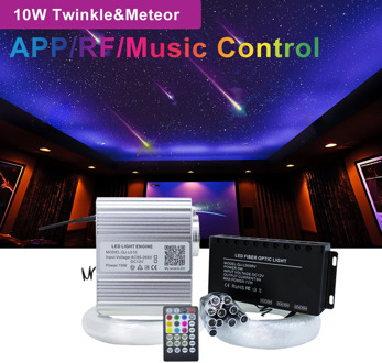Twinkle 10W RGBW Fiber Optic Star Ceiling light kit 3-4M Optic Fiber Smart Bluetooth APP Music Control Shooting Meteor Effect