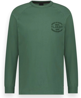 twinlife Men t-shirt long sleeve logo embro Groen - 4XL