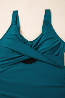 Twist Front Cutout Eénpiece Badpak Groenblauw