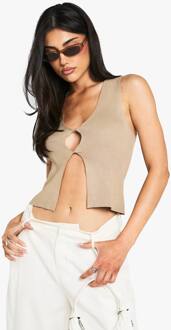 Twist Front Gebreide Tank, Stone