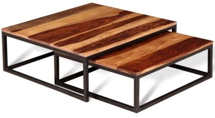 Two-piece nesting table set coffee table Sheesham solid wood